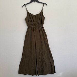 Haute Hippie Green Linen Blend Wide Leg Jumpsuit Size Small Boho Gypsy Festival